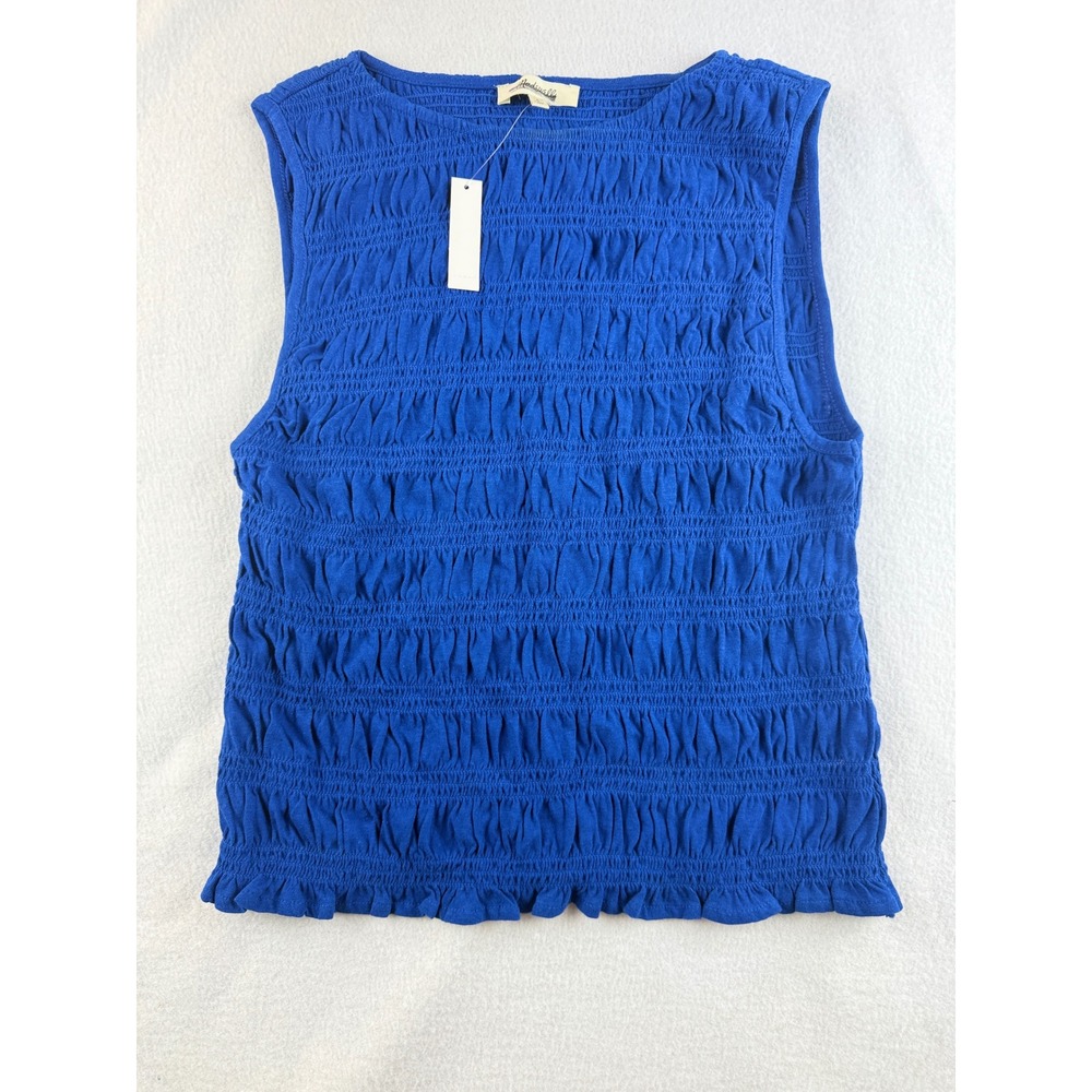 Madewell Smocked Boatneck Tank in brilliant sapphire